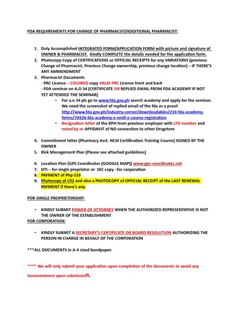 how to change pharmacist in fda|FDA Change of Pharmacist Requirements .